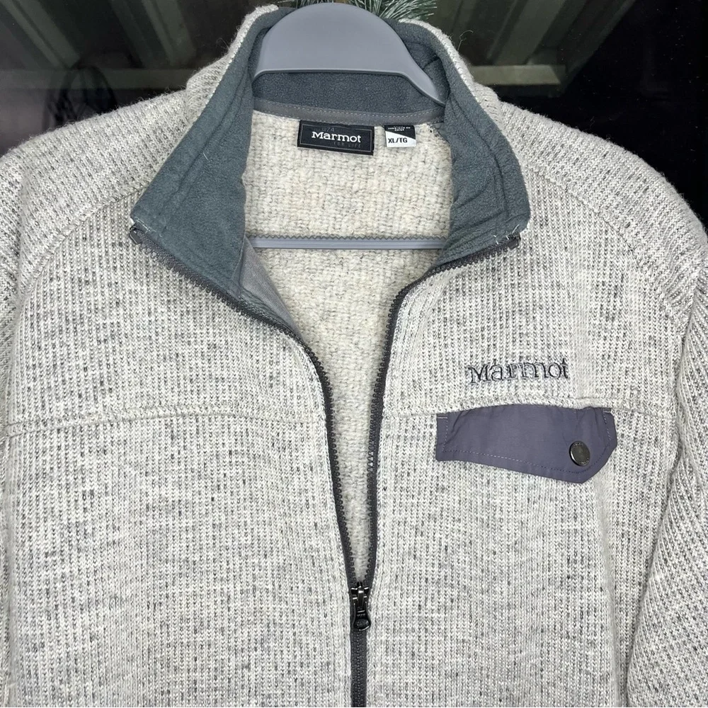 Marmot Men’s Full Zip Knit Fleece Jacket Gray XL - Picture 3 of 12
